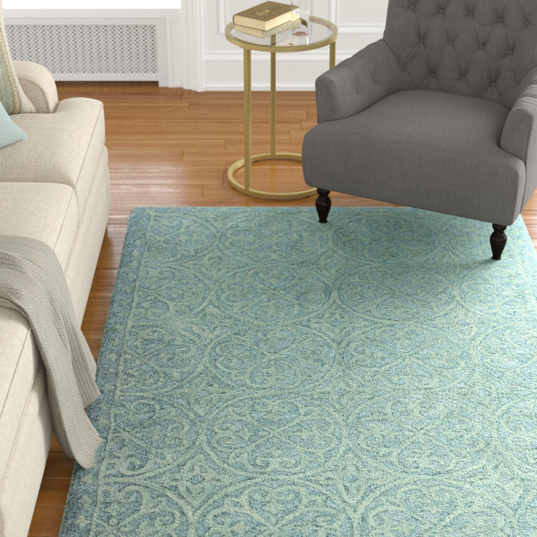 Alcott Hill® Arnott Handmade Tufted Wool Teal Rug & Reviews Wayfair